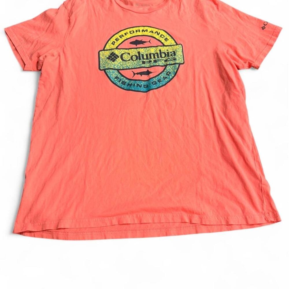 Columbia PFG Performance Fishing Gear Graphic T-Shirt Salmon Coral Pink Mens XL